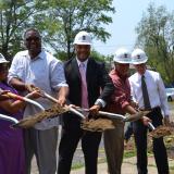 Attending a groundbreaking in 2012 