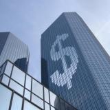 mirrored glass skyscraper of a big bank